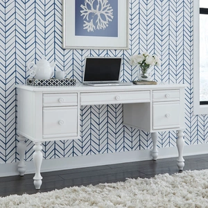 Liberty Furniture Summer House I Rectangular Wood 5-Drawer I Vanity Desk, Oyster White