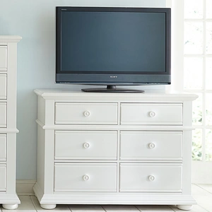 Liberty Furniture Summer House I Wood 6-Drawer Media Chest, Oyster White