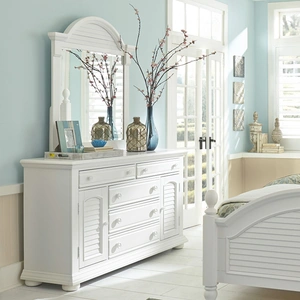 Liberty Furniture Summer House I Arched Wood Mirror, Oyster White
