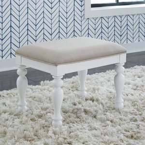 Liberty Furniture Summer House I Linen/Wood Vanity Stool, Oyster White