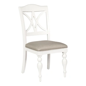 Liberty Furniture Summer House Linen/Wood Splat Back Side Chair, Oyster White (Set of 2)