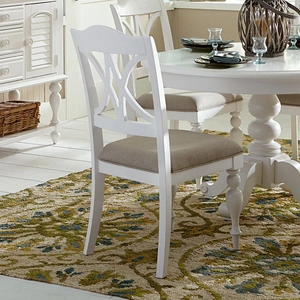 Liberty Furniture Summer House Linen/Wood Splat Back Side Chair, Oyster White (Set of 2)