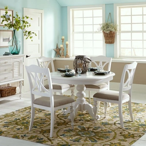 Liberty Furniture Summer House Round Dining Set | Extendable Table | Liberty, Oyster White