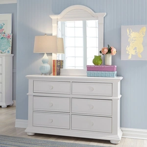 Liberty Furniture Summer House MDF/Wood 6-Drawer Double Dresser & Mirror in Oyster White