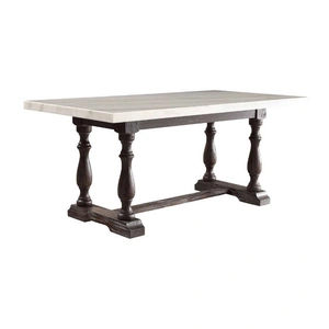 ACME Gerardo Marble/Wood Dining Table, White/Weathered Espresso