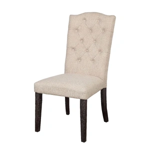 ACME Gerardo Fabric Dining Chair, Beige & Weathered Espresso (Set of 2)