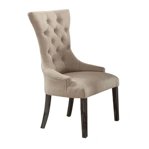 ACME Gerardo Fabric Dining Arm Chair, Beige & Weathered Espresso (Set of 2)