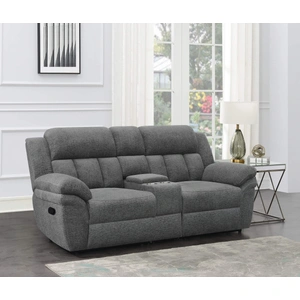 Coaster Bahrain Chenille Motion Loveseat With Console, Charcoal