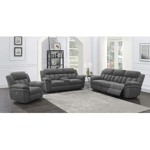 Coaster Bahrain Chenille Motion Living Room Set, Charcoal