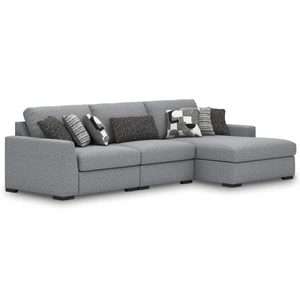 Ashley Furniture Bealton 3-Piece Fabric Sectional Sofa w/Right Arm Chaise Facing, Salt/Pepper