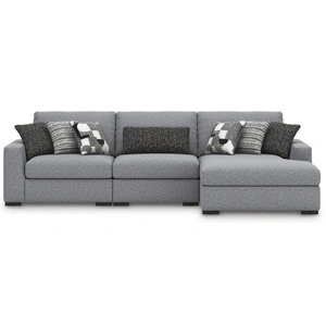 Ashley Furniture Bealton 3-Piece Fabric Sectional Sofa w/Right Arm Chaise Facing, Salt/Pepper
