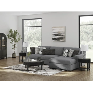 Ashley Furniture Bealton 3-Piece Fabric Sectional Sofa w/Right Arm Chaise Facing, Salt/Pepper