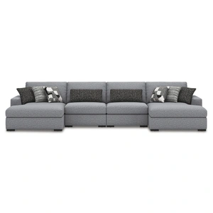 Ashley Furniture Bealton Fabric 4-Piece Sectional Sofa w/Double Chaise, Salt/Pepper
