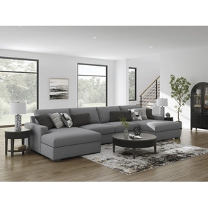 Ashley Furniture Bealton Fabric 4-Piece Sectional Sofa w/Double Chaise, Salt/Pepper