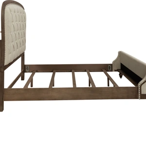 Liberty Furniture Americana Farmhouse Linen/Wood Queen Size Shelter Platform Bed, Dusty Taupe