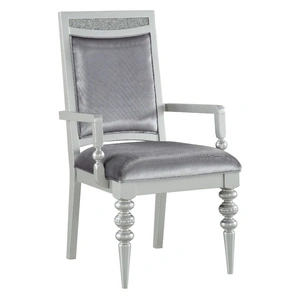 ACME Maverick Fabric/Wood Dining Arm Chair, Platinum (Set of 2)