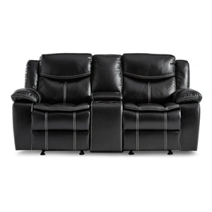 Homelegance Bastrop Leather Gel Match Double Glider Reclining Love Seat w/Console