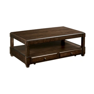 Hammary Halsey Wood Rectangular Lift Top Cocktail Table w/2 Drawers, Dark Rich Coffee Brown