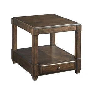 Hammary Halsey Wood Rectangular 1-Drawer End Table, Dark Rich Coffee Brown