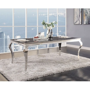 ACME Glam Fabiola Glass/Steel Dining Table, Black