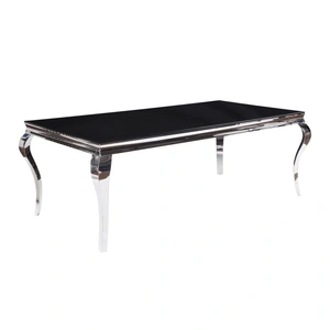 ACME Glam Fabiola Glass/Steel Dining Table, Black