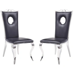 ACME Cyrene Dining Chair, Black/Silver (Set of 2)