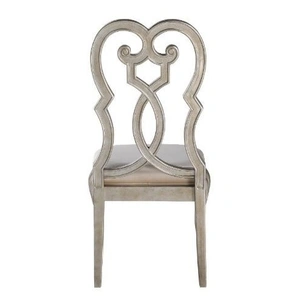 ACME Esteban Velvet/Wood Dining Side Chair, Ivory/Antique Champagne (Set of 2)