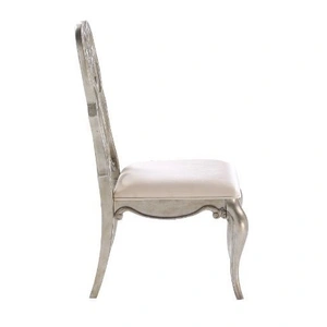 ACME Esteban Velvet/Wood Dining Side Chair, Ivory/Antique Champagne (Set of 2)