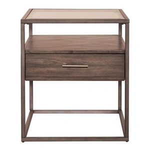 Liberty Furniture Jamestown Rectangular Glass/Wood/Metal 1-Drawer End Table, Tobacco