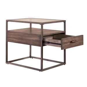 Liberty Furniture Jamestown Rectangular Glass/Wood/Metal 1-Drawer End Table, Tobacco