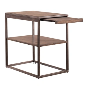 Liberty Furniture Jamestown Rectangular Metal/Wood Chairside Table w/Tray, Tobacco
