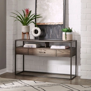 Liberty Furniture Jamestown Rectangular Wood/Metal 1-Drawer Sofa Table, Tobacco