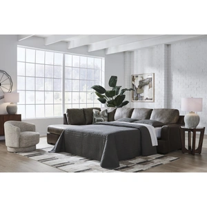 Ashley Furniture Castille Way U-Shaped Faux Leather 2-Piece Sleeper Sectional with LAF Corner Chaise, Fossil