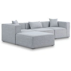Meridian Furniture Cube 108-inch 4-Piece Linen Fabric Modular Sectional