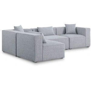 Meridian Furniture Cube 108-inch 4-Piece Linen Fabric Modular Corner Sectional