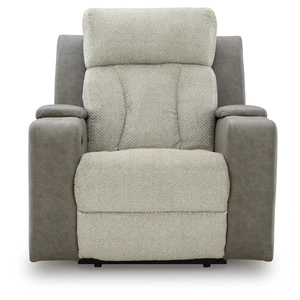 Ashley Furniture WhipLash Faux Leather Power Recliner w/Adjustable Headrest, Sisal