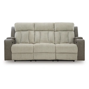 Ashley Furniture WhipLash Faux Leather Power Reclining Sofa w/Adjustable Headrests, Sisal