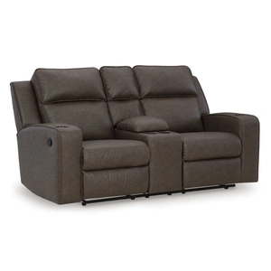 Ashley Furniture Lavenhorne Faux Leather Reclining Loveseat w/Console