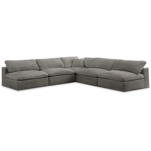 Meridian Furniture Cozy 118-inch 5-Piece Velvet Comfort Modular Armless Sectional