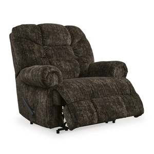 Ashley Furniture Movie Man Polyester Zero Wall Recliner in Chocolate