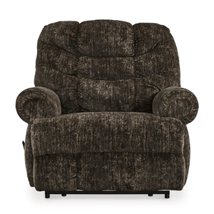 Ashley Furniture Movie Man Polyester Zero Wall Recliner in Chocolate