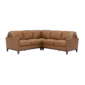 Beverly Hills Furniture Harper Leather/Split L-Shape Corner Sectional Sofa, Saddle