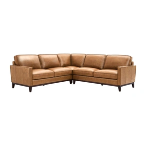 Beverly Hills Furniture Harper Leather/Split L-Shape Corner Sectional Sofa, Saddle
