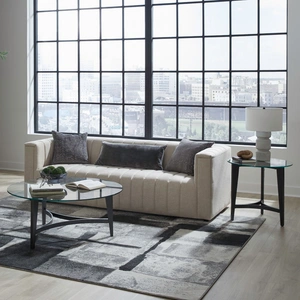 Liberty Furniture Capri 3-Piece Round Glass & Chrome Cocktail Table Set, Espresso