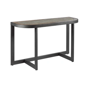 Hammary Graystone Wood Veneer/Metal Sofa Table, Rustic Dark Oak/Wrought Iron Metal