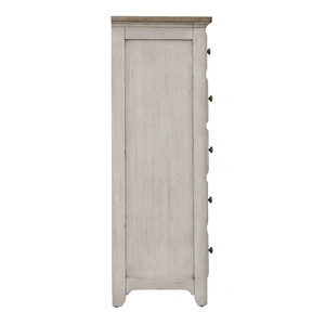 Liberty Furniture Farmhouse Reimagined Wood 5-Drawer Chest, Antique White/Chestnut