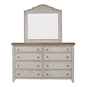 Liberty Furniture Farmhouse Reimagined Arched Wood Mirror, Antique White/Chestnut