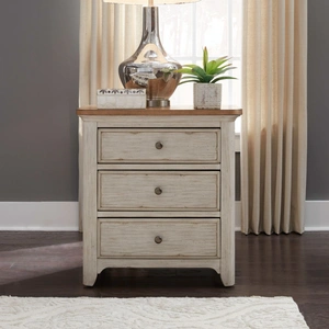 Liberty Furniture Farmhouse Reimagined Wood Poster Bedroom Set, Antique White/Chestnut