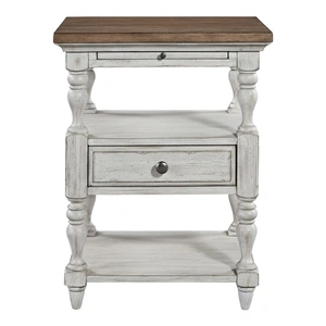 Liberty Furniture Farmhouse Reimagined Wood 1-Drawer Night Stand, Antique White/Chestnut