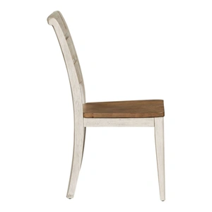 Liberty Furniture Farmhouse Reimagined Wood Ladder Back Side Chair, Antique White/Chestnut (Set of 2)